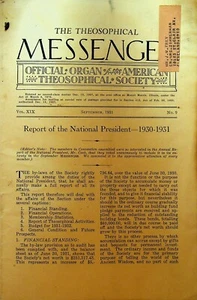 American Theosophical Messenger September 1931 President Report - Picture 1 of 1