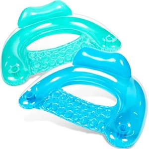 SLOOSH Aufblasbare Poolschwimmer Erwachsene 2er Pack Poolstühle mit Getränkehaltern Pure Bl... - Bild 1 von 7