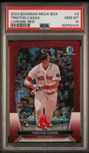 2023 Bowman Mega Box Tristion Casas PSA 10 #2/5 Rifrattore Rosso Rookie RC Red Sox - Foto 1 di 2