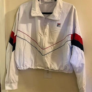 Fila Women's Vintage Windbreaker Jacket XL White Half-Zip Retro Style 90s - Picture 1 of 12