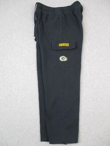 Green Bay Packers Sweatpants Mens S Black Slash Cargo Pockets NFL Pants Faded - Picture 1 of 15