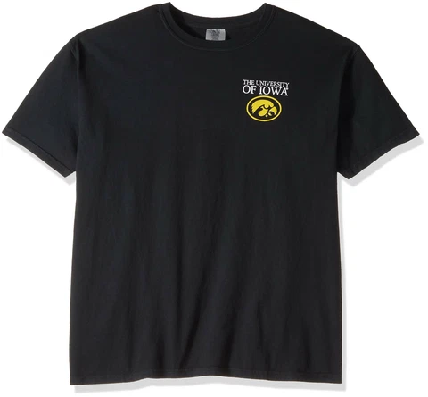 NCAA Iowa Hawkeyes Simple Circle Lines Short Sleeve Comfort Color Tee, Black Cover