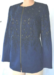 TONY WARD HAUTE COUTURE Embroidered/Net Leaves  Jacket Size 44 US 12 - Picture 1 of 9