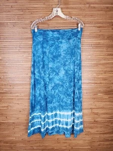 Aventura Blue Tie Dye Midi Skirt Pull On Organic Cotton Womens Size Small S - Picture 1 of 5