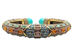 Heidi Daus Lavish Layers Double Hinged Cuff Bracelet ~ Purple & Blue - Picture 1 of 8