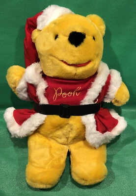 Suéter bordado de felpa vintage Sears Walt Disney Winnie The Pooh Bear Santa Foto 1 de 4