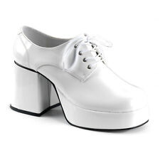 Mens New White Platform 60s 70s Disco Dancer Saturday Night Fever Costume Shoes