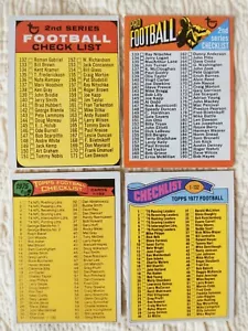 4 Topps Football Checklists 1968, 71, 75, 77 Unmarked -EX to NM - Picture 1 of 6