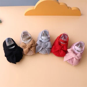 Baby Infant Newborn Girl Toddler Slippers Bow Lovely Princess Sock Shoes 0-12M - Picture 1 of 15