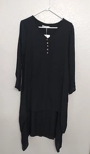 DEPENDING ON THE HORIZON Women Black V-Neck Long Sleeve Midi Dress 3XL - Picture 1 of 5