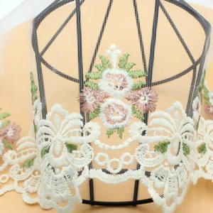 3 Meter Floral Embroidered Lace Organza Trim Sewing Craft Ribbon Applique Decor - Picture 1 of 16