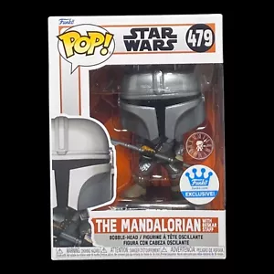 Funko Pop! Star Wars #479 Der Mandalorianer mit Beskar-Stab + Protektor *neuwertig* - Bild 1 von 11