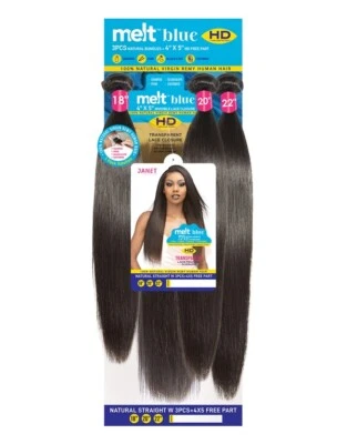 MELT™ BLUE Natural Straight 3PCS (NATURAL) + 4X5 HD Free Part - Janet Collection