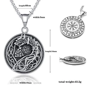 2025New Men's Stainless Steel Viking Wolf Head Pendant Necklace with 65cm Chain - Picture 1 of 6