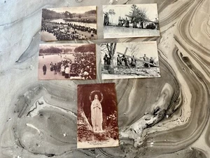 5 Postales Francesas Lourdes Francia Capillas Iglesia Católica Santa Carta Postal - Imagen 1 de 7