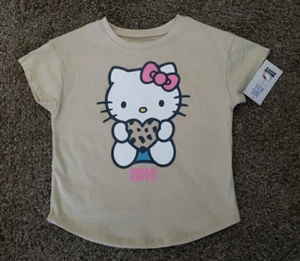Hello Kitty by Sanrio Tan Hearts Top T-Shirt Girls Size 4 Super Cute NEW - Picture 1 of 5