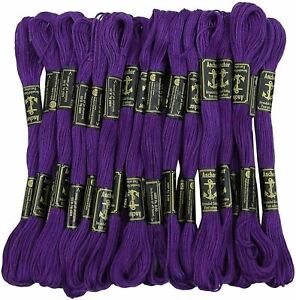 Purple 25 Anchor Cotton Cross Stitch Thread Skeins / Embroidery Sewing Threads