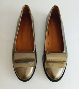 Coclico women's 39/8 Olive Green Leather Lofer Slip On Ballet Flat Shoes - Picture 1 of 15