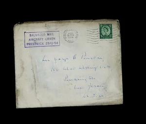 1954 Salvaged Mail Flugzeugabsturz Prestwick 25-12-54, Weihnachtskarte - Bild 1 von 6