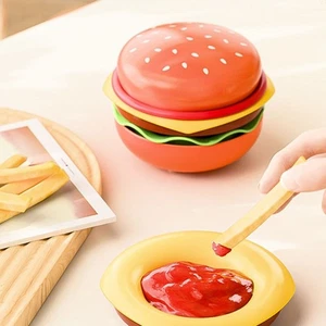 2Set 6-Layer Cartoon Burger Seasoning Dish Set Candy Dessert Plate Kitchen - Picture 1 of 12