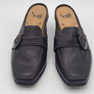 Zapatos sin cordones de cuero SOFFT para mujer talla 8,5 marrón coñac punta cuadrada tacón de gatito Foto 1 de 4