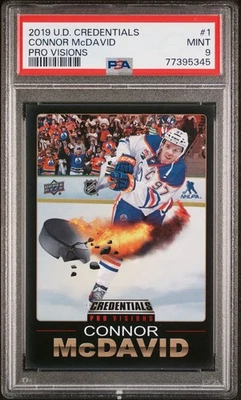 2019-20 Upper Deck Credentials Fleer Pro Visions Connor McDavid PSA 9 MINT RARE - Image 1 of 2