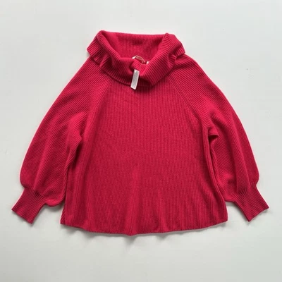 Suéter de cachemir acanalado Calanthe Soft Surroundings cuello capucha rosa 2X Foto 1 de 4