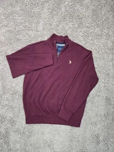 US Polo Assn. Burgundy Red Quarter 1/4 Zip-Up Sweater Men’s Size Medium - Picture 1 of 7