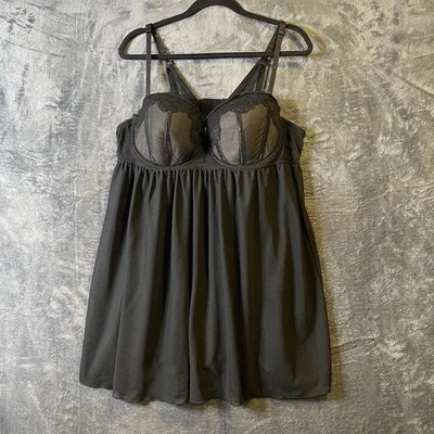 Torrid Black Women Size 3X Sexy Sheer Lace Lingerie Babydoll Lightly Padded Mesh - Image 1 of 4