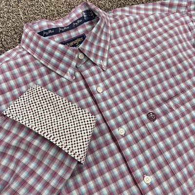 Wrangler George Straight Shirt Mens 2XLT Flip Cuff Grid Plaid Western - Image 1 of 4