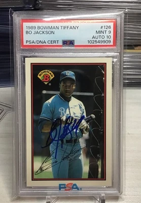 1989 Bowman Tiffany #126 Bo Jackson Royals PSA 9 PSA/DNA 10 AUTO Pop 3! - Image 1 of 3