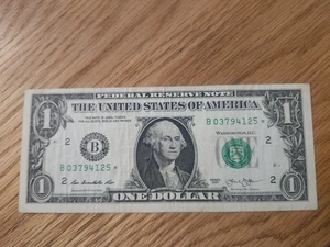 RARE-ERROR DC  2013 B Duplicate $1 Star Note Serial # B 03794125* - Picture 1 of 5