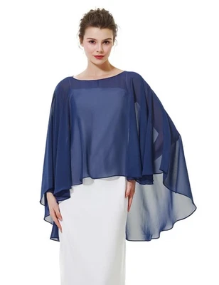 Mujeres Chifón Capelet Boda Novia Capa Transparente Superposición Poncho Estola Foto 1 de 4