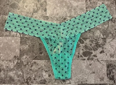 NWT VICTORIA'S SECRET O/S POLKA DOT LACE THE LACIE VINTAGE RARE THONG PANTIES - Image 1 of 3