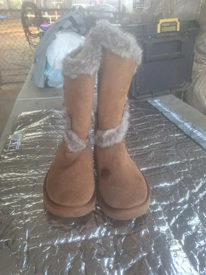 BearPaw Tan Winter Boots with Fur Trim #348 - Image 1 of 4