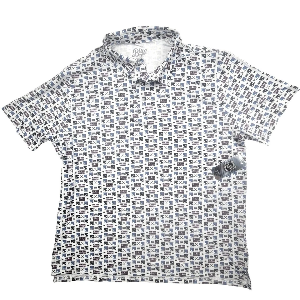 Polo azul 84 New York Rangers estampado de hockey para hombre golf atlético blanco Foto 1 de 4