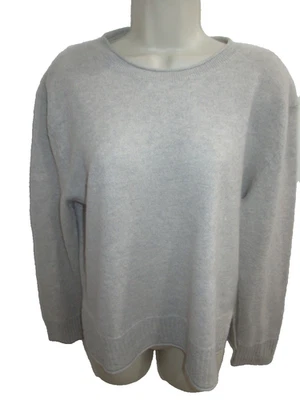 Suéter Rachel Zoe 100 % 2 capas gris cachemir cuello redondo talla L Foto 1 de 4