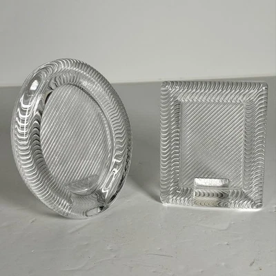 Vintage Mikasa Art Deco Glass Picture Frame Crystal Ribbed - Rectangle & Oval - Image 1 of 4