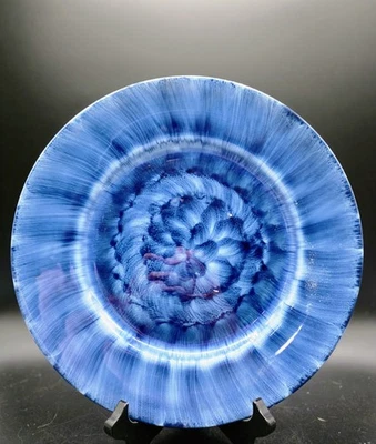 Vintagr Porthmadog Pottery Dinner Plate Blue Signed D. Clishem 10.5" Wales - Image 1 of 4