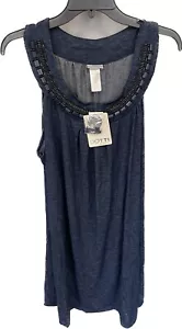 New Dotti Plus Size Women’s Beaded Neck Tank Dress Size 3X Blue B155 - Picture 1 of 2