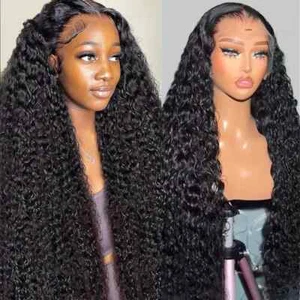 Parrucche brasiliane Deep Wave HD capelli umani 13x4 13x6 trasparenti senza colla davanti pizzo - Foto 1 di 9