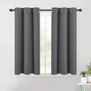 NICETOWN Grey Kitchen Blackout Short Curtain Panels for Bedroom, Thermal Insulat - Picture 1 of 12