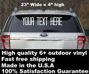 White Custom Windshield Text Lettering 4 x 23 Vinyl Sticker Business Boat Truck