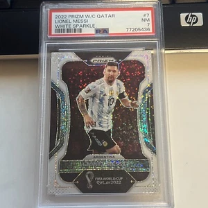 2022 Panini Prizm World Cup Lionel Messi White Sparkle SSP PSA 7 - Picture 1 of 2