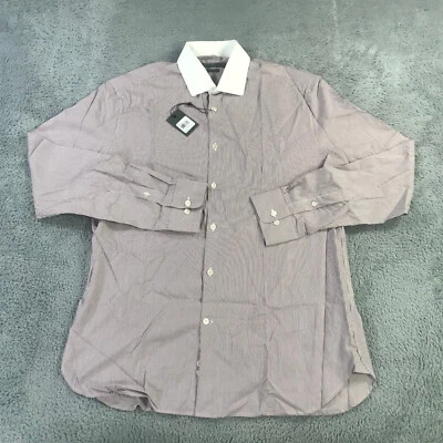 Nueva Camisa John Varvatos Para Hombres Grande 16 Botones Rojo Blanco Cuello Vestido Calce Ajustado Foto 1 de 4