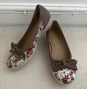 Hotter Bow Floral Suede Shoes Size 37 UK 4 Comfort Concept VGC - Picture 1 of 6