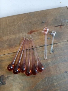 VINTAGE 1970s PINK MURANO GLASS CHANDELIER RAIN DROPS DROPLETS 3 SIZES 8 PARTS - Picture 1 of 10