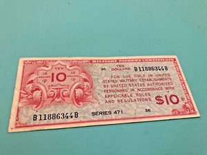 $10 US  Military Payment Certificate   series 471 # plate 36 Extra Fine - Picture 1 of 2