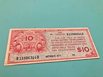 $10 US  Military Payment Certificate   series 471 # plate 36 Extra Fine - Image 1 of 2