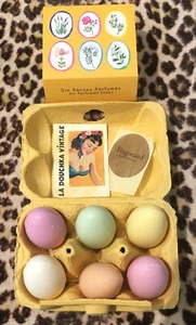 FRANZÖSISCHE FRAGONARD PARFÜMIERTE EIERSEIFEN ~ BOX MIT 6 ~ PASTELLFARBEN ~ HERGESTELLT IN FRANKREICH ~ UNBENUTZT - Bild 1 von 8